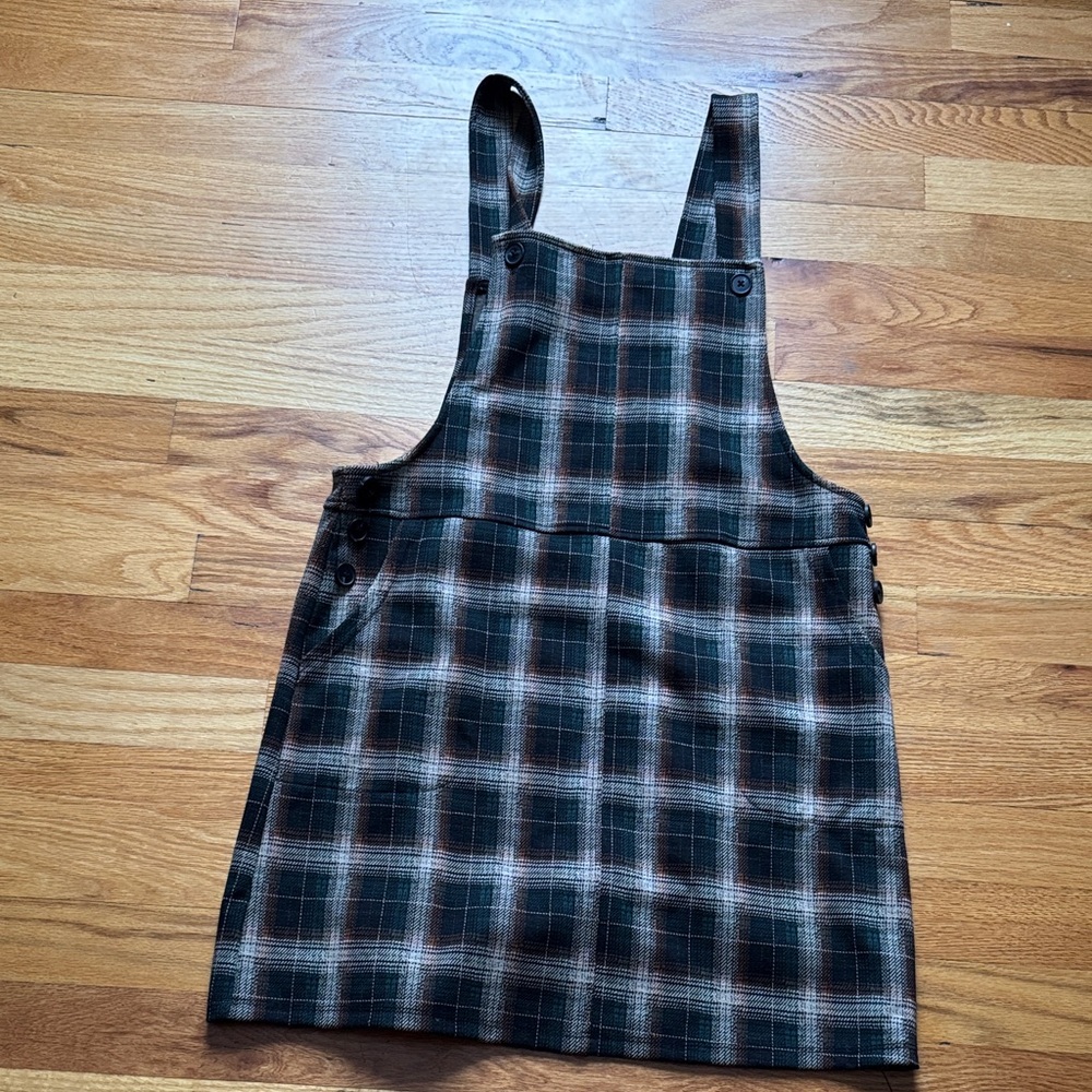 SO Kids Plaid Pinafore Dress - Green and Black